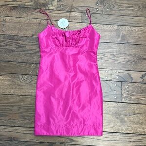 NWT Staud Barbiecore Peony Pink 90s Bell Mini Dress